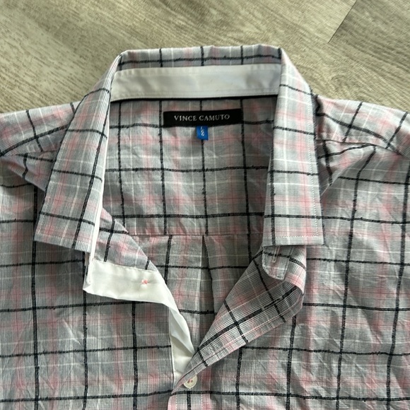 Large Vince Camuto ButtonDown Pink Plaid Shirt - Picture 3 of 6
